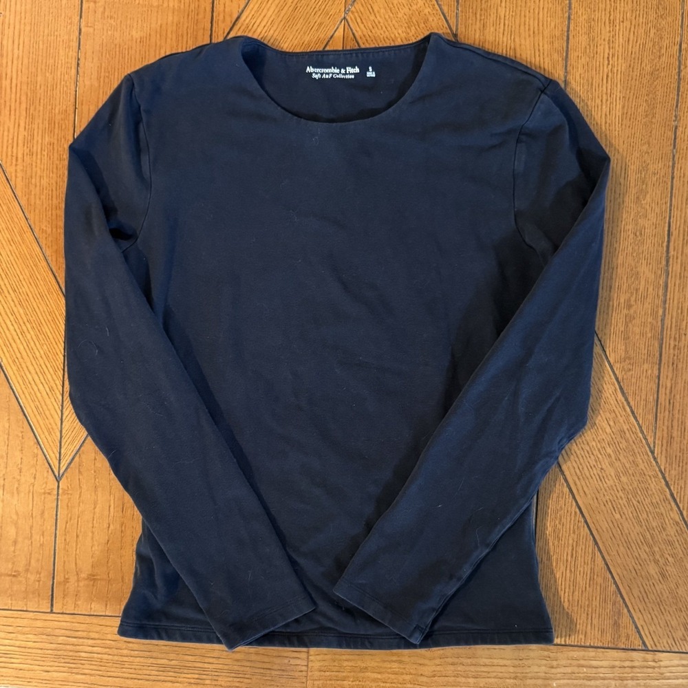 Abercrombie & Fitch Soft A&F Collection Black Long Sleeve Crew Neck Tee S